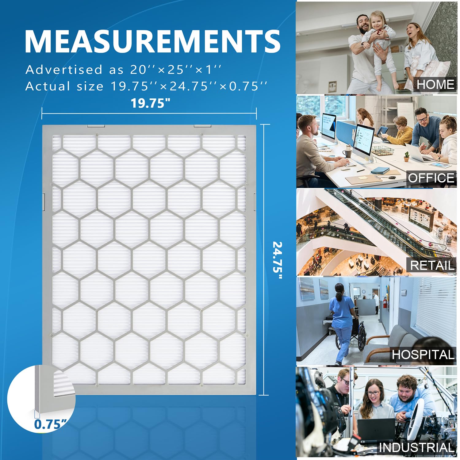 OlitAir 20x25x1 MERV 8 Air Filter,AC Furnace Air Filter,Reusable